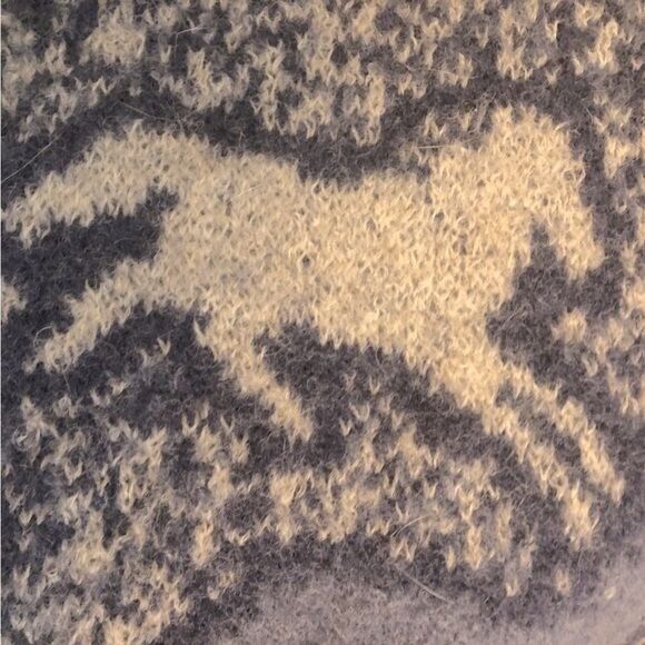 Winona Women's‎ Large Vintage Wool Blue White Knit Horse Southwest Animal Vest - Picture 6 of 15